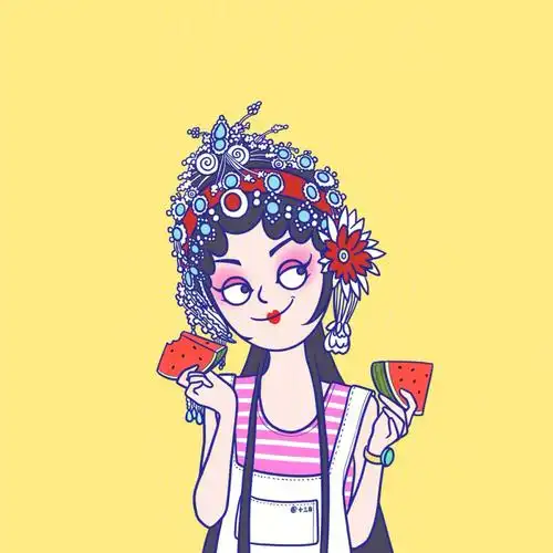 原创插画头像戏曲女孩系列
