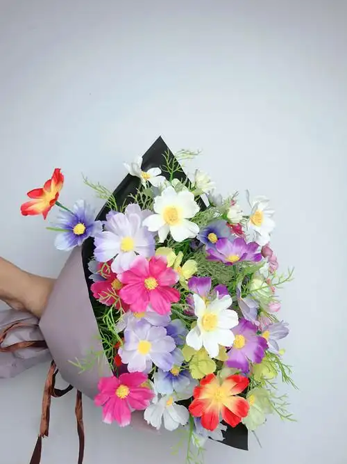 厂家批发单支五头波斯菊仿真花假花室内摆设