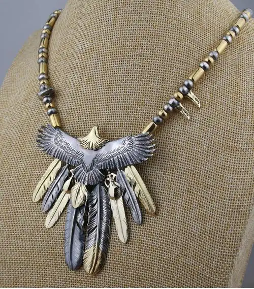 高桥吾郎goros组合套装goros实心珠项链羽毛大鹰925纯银手工复刻