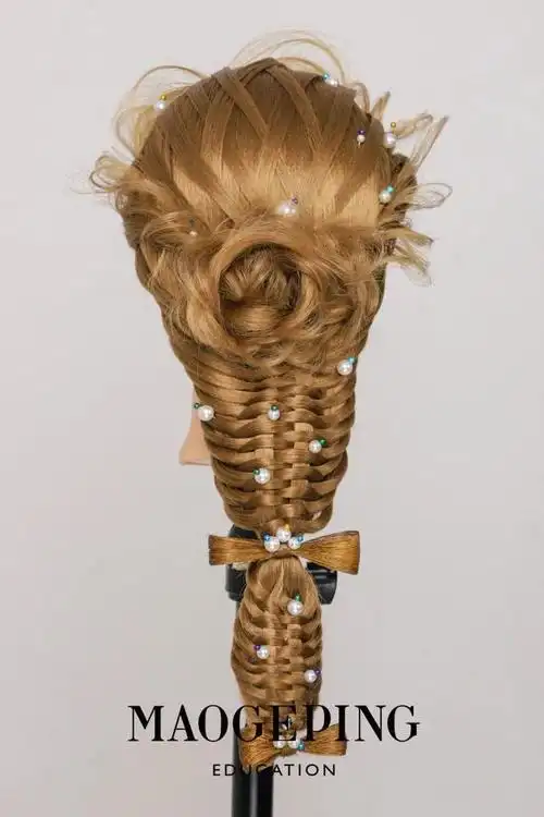 毛戈平学校创意编发大赛作品新鲜出炉