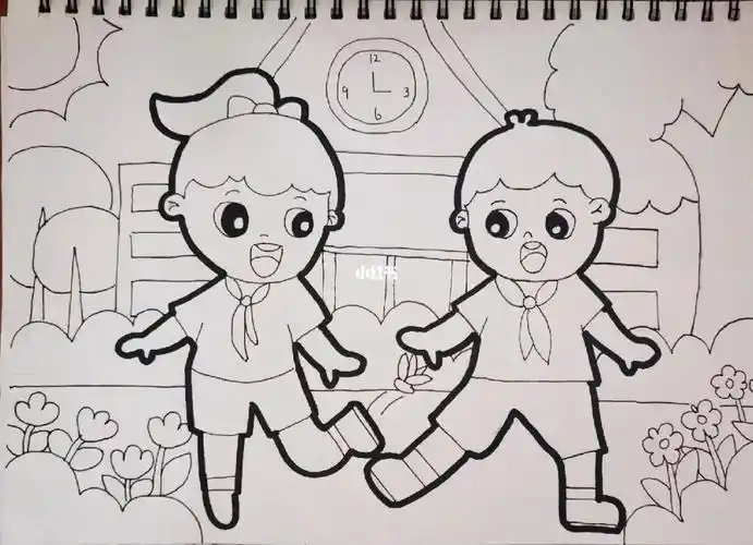 《课间游戏》《校园一角》《踢毽子》#儿童画  #课间游戏  #校园一角