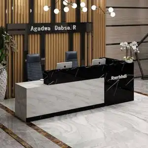 前台奶茶店仿大理石纹收银台接待吧台柜台g服务台公司l形定制烤漆