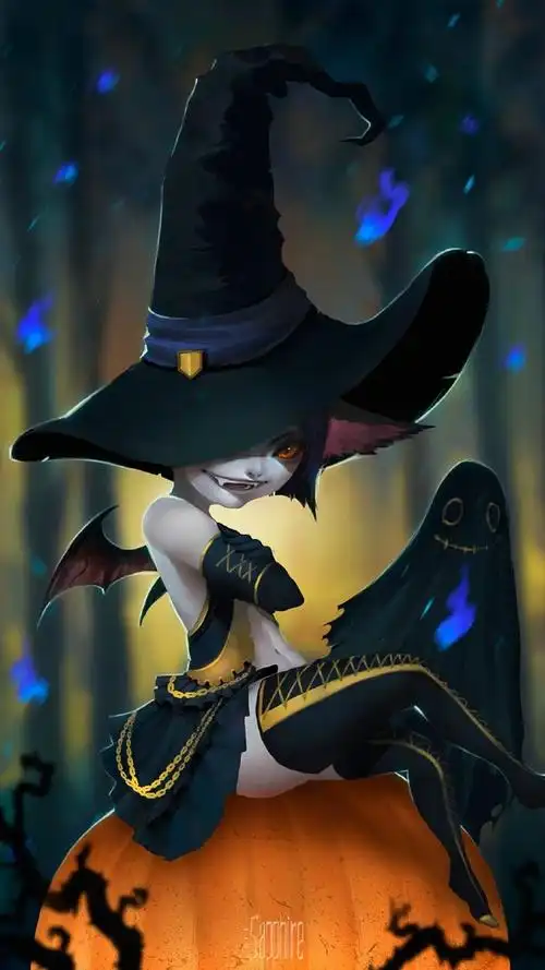 可爱女巫卡通动漫萌哒哒美少女手机壁纸下载