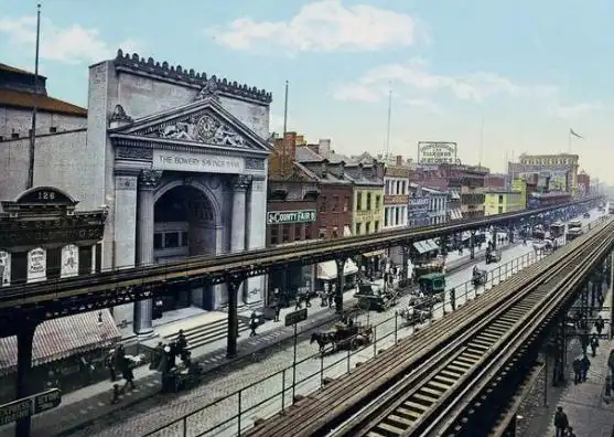 罕见彩照:1900年的美国纽约,100多年前就有了铁路高架桥