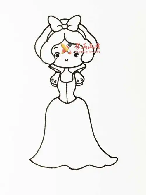 如何画美丽的白雪公主的简笔画