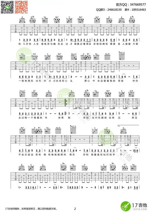 张学友祝福吉他谱