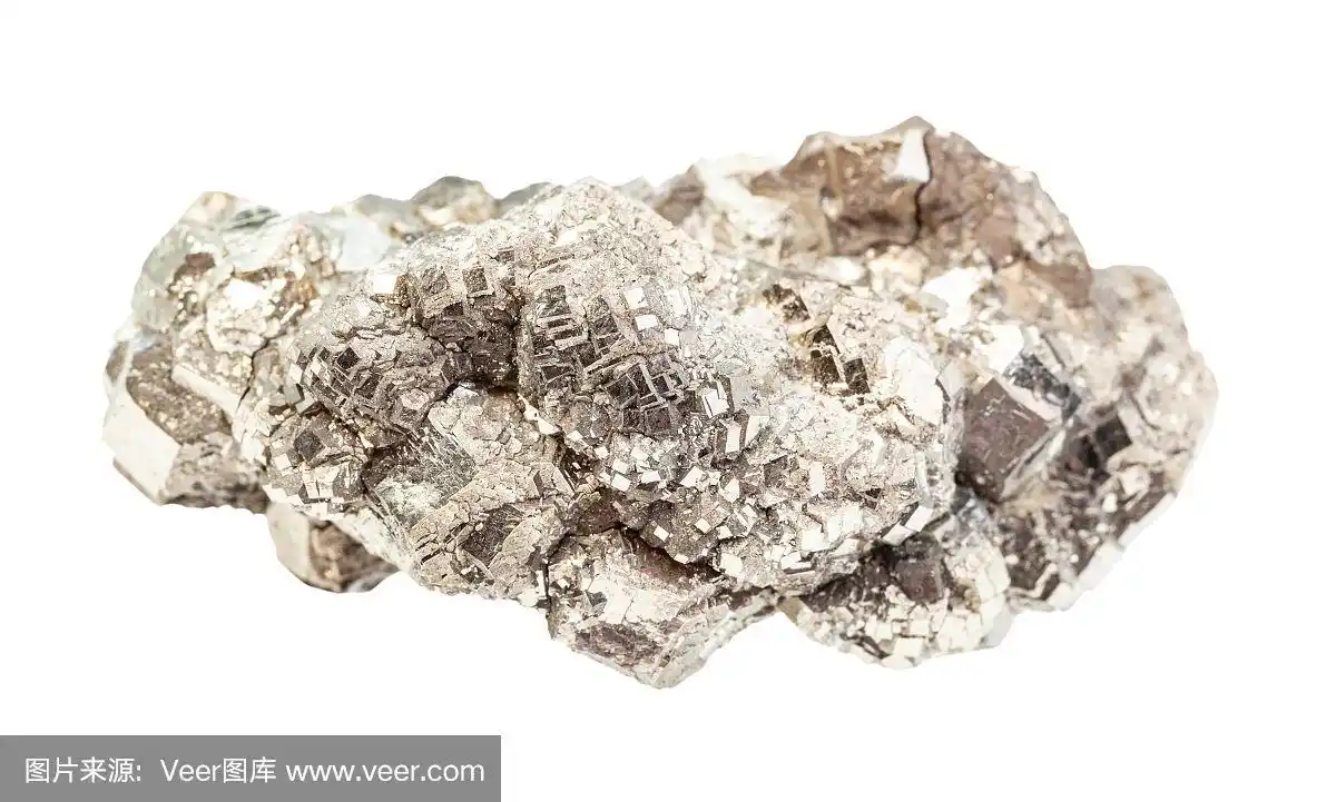 白色上孤立的粗糙结晶硬石膏岩