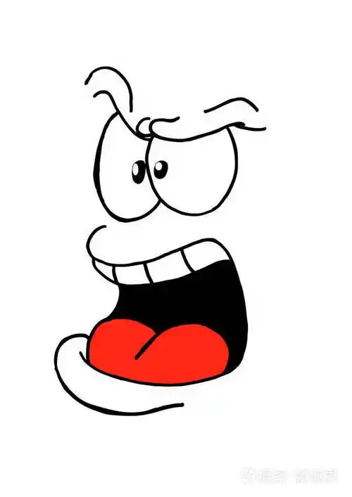 一个卡通人物愤怒地喊矢量的面部表情