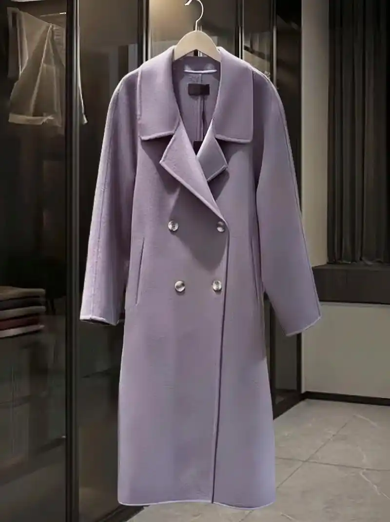 好温柔的香芋紫大衣啊～这款中长款大衣多色可选哦089590  - 抖