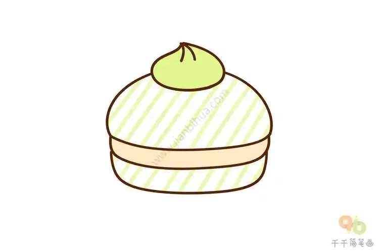 美食图鉴小巧甜美的马卡龙简笔画