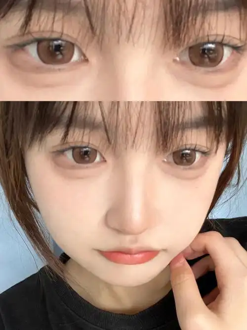 温柔无辜的可可陷阱大直径暖棕色杏仁眼