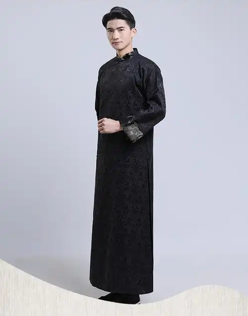 长衫男士民国大褂中国风中式伴郎服绣花年会演出服长袍马褂崇韵定制款