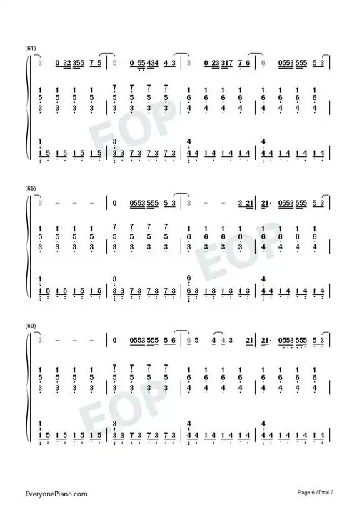 倒数-有你别无所求双手简谱预览6