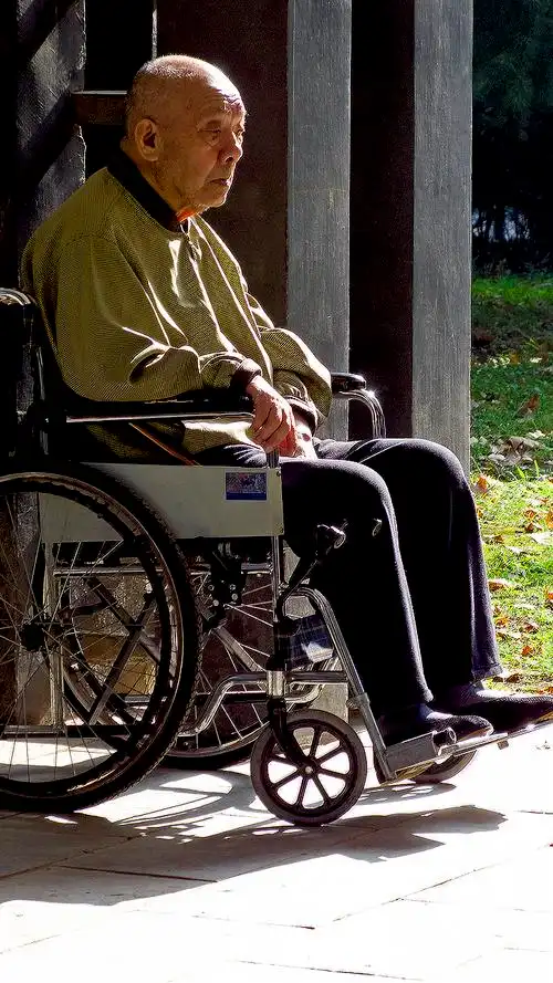乘坐轮椅的老人------祝福天下老人重阳节快乐!