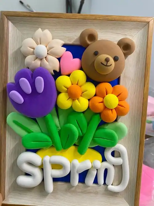 粘土学习春日相框摆件