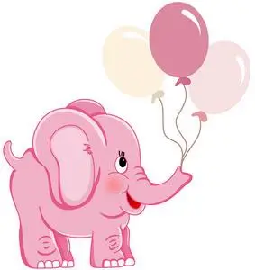 可爱的粉红色大象控股气球照片