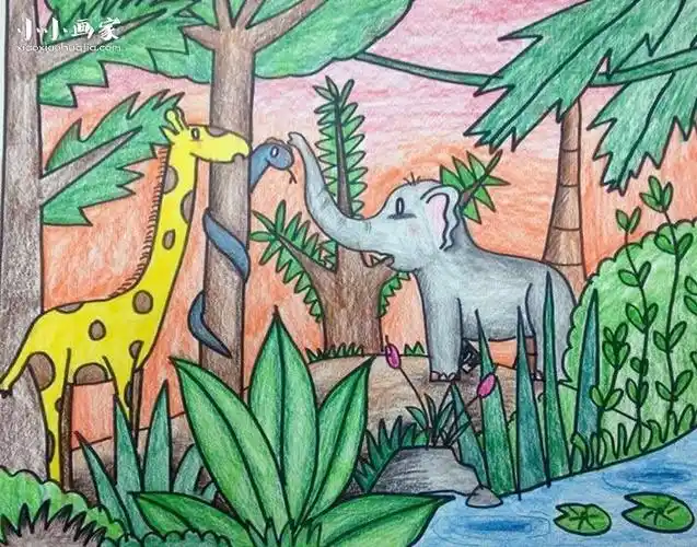 1页热带雨林动物简笔画热带雨林动物儿童画钟-16kb热带雨林动物简笔动