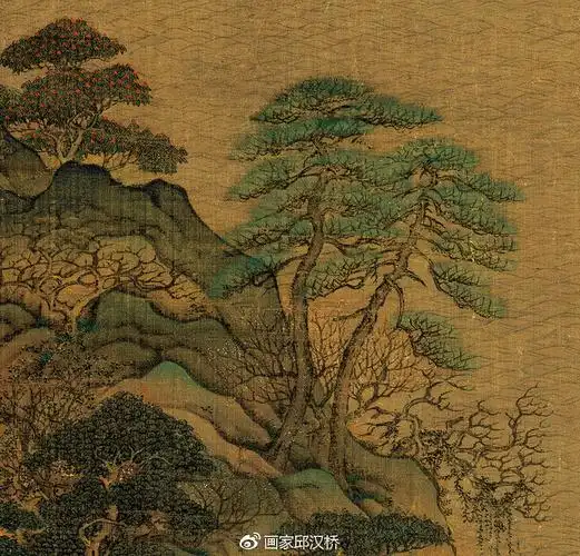 汉桥话画唐李思训江帆楼阁图大李将军青绿山水画