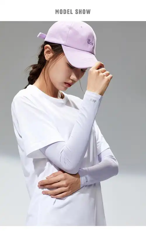 安踏防晒袖套男女夏季冰丝手袖开车长款网纱薄款冰袖护臂 白色-2 s【