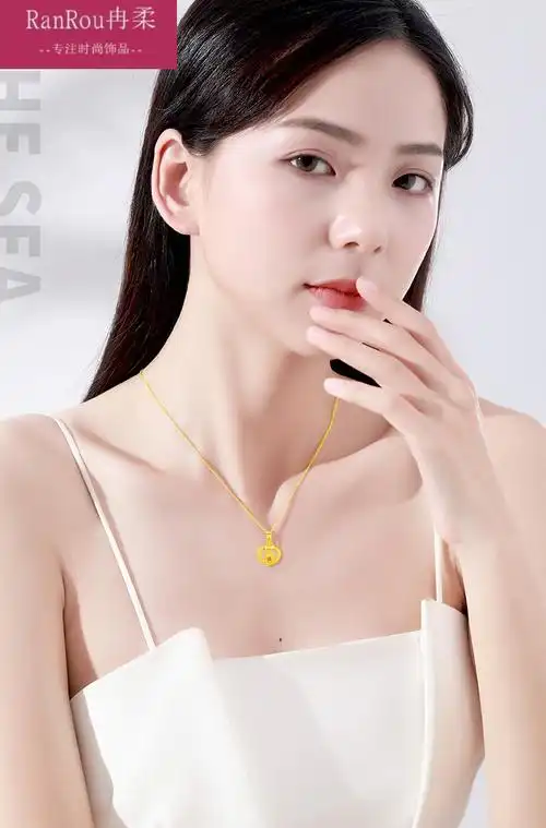 老凤凰黄金项链女2021年新款心形猫爪吊坠送女友送闺蜜生日礼物心形