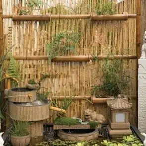 rysing庭院装饰编织竹篱笆摆件