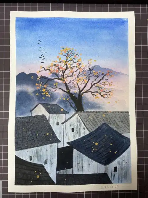 临风景水彩附步骤图