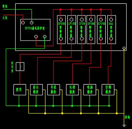 求一个高中生房间的电路布置图,画简单点就好了,一盏灯开关什么的