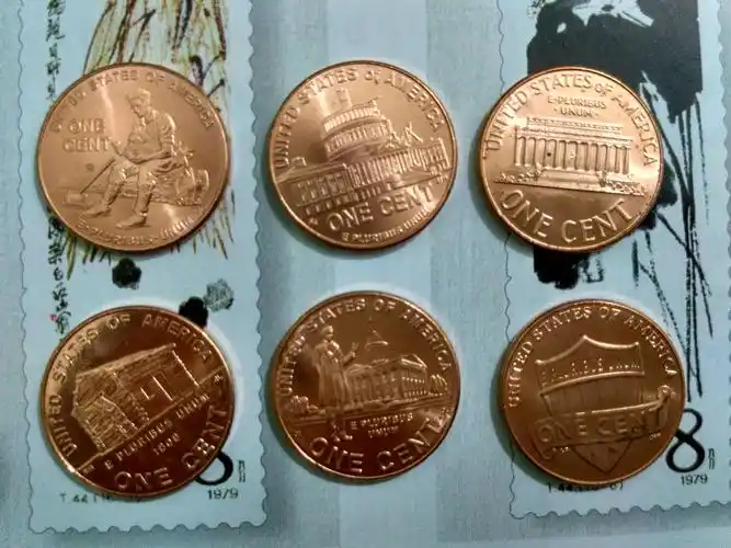 【直径19mm】美国1美分硬币6枚一套 纪念林肯诞生200周年 拍品编号