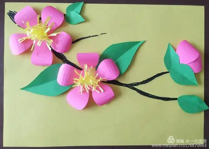 【创意手工】桃花拼贴画