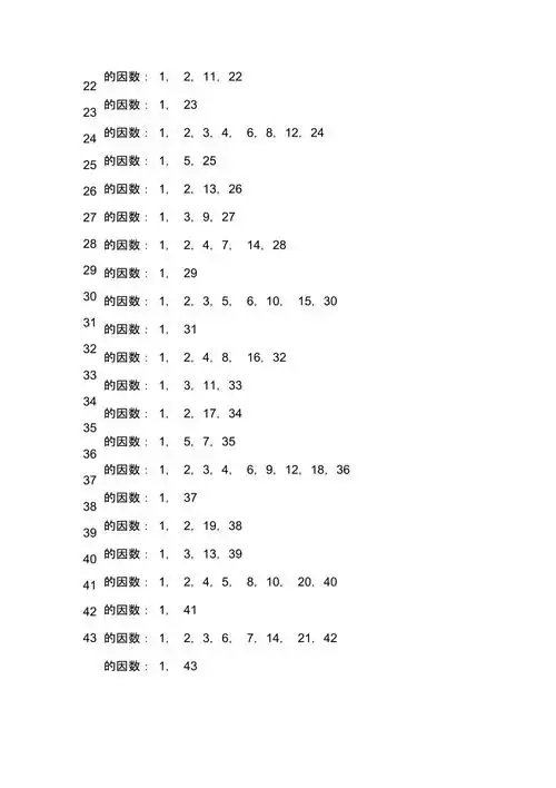 100以内所有数的因数