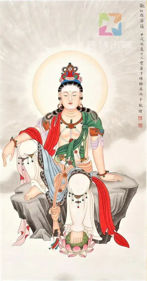 傅继英工笔画之观音作品分享