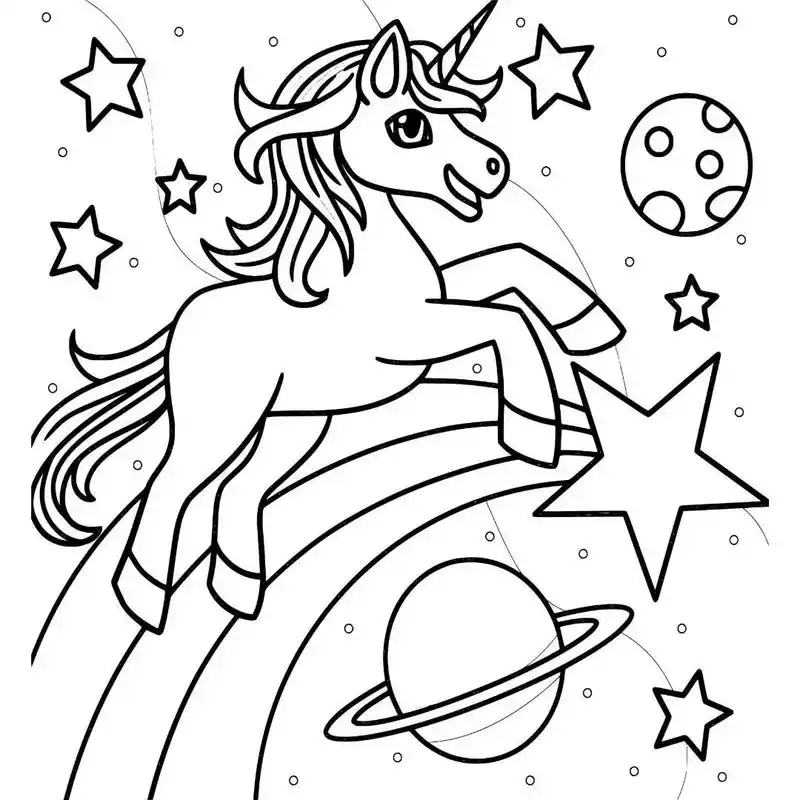 独角兽作品线描来喽.#简笔画 #儿童绘画作品 #简笔画 #创 - 抖音