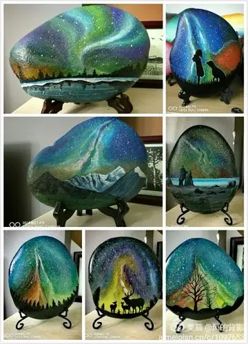 美文 谦石手绘石头画作品集 仰望浩瀚星空;能在鼎沸喧嚣的生活中,给予