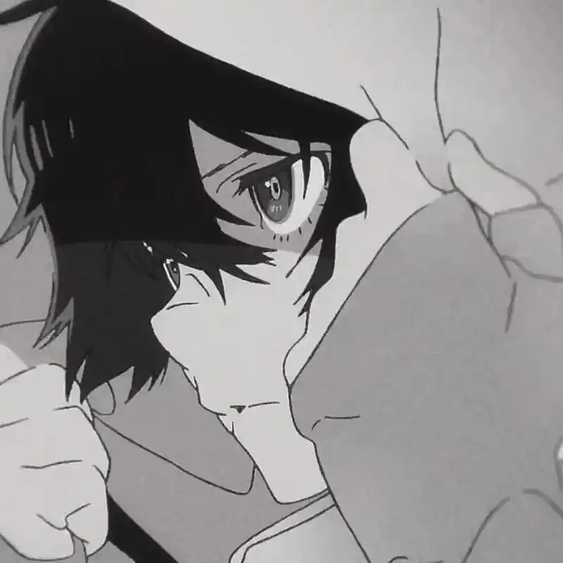 黑白动漫男生头像 敲稀罕鸭.