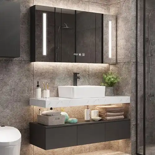 大理石浴室柜组合现代简约卫生间小户型洗手盆洗脸面池卫浴洗漱台