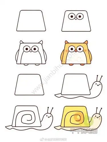 六边形简笔画小动物