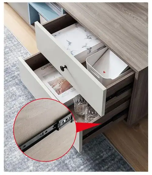 加厚橱柜衣柜厨柜抽屉导轨缓冲滑轨三节轨鞋柜阻尼滑道静音轨道22寸