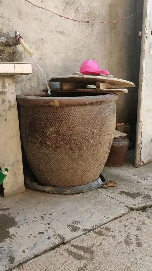 大水缸,我家还在用,农村以前每家都有,现在很多人家已经不用了.