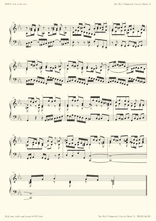 钢琴谱 - 巴赫《十二平均律》上册no.2赋格 bwv847