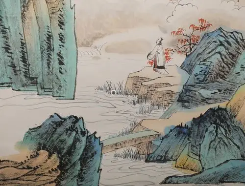 张爰人物山水立轴