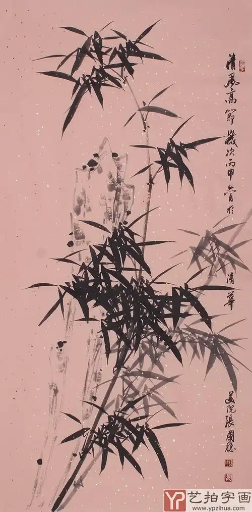 墨竹图 张国稳四尺竖幅花鸟画作品-竹子画-艺拍字画网