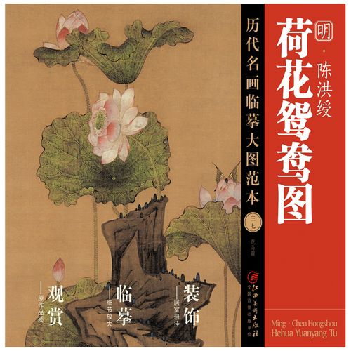 名画临摹大图范本 陈洪缓 荷花鸳鸯图  江西美术出版社 明代中国工笔
