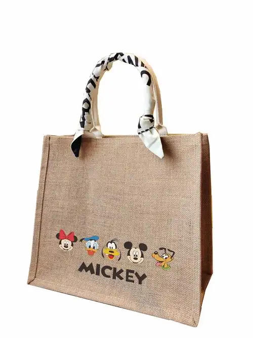 muji麻袋改造无印良品麻布布袋diy黄麻购物袋手绘通用款女包