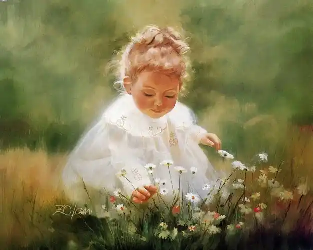 壁纸油画孩子zolan