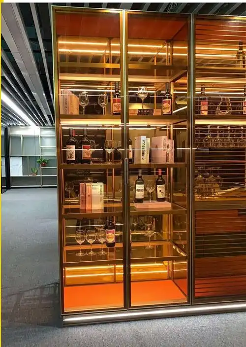 铝合金衣柜意式定制现代轻奢玻璃衣帽间定做钢化玻璃酒柜仿古铜色柜