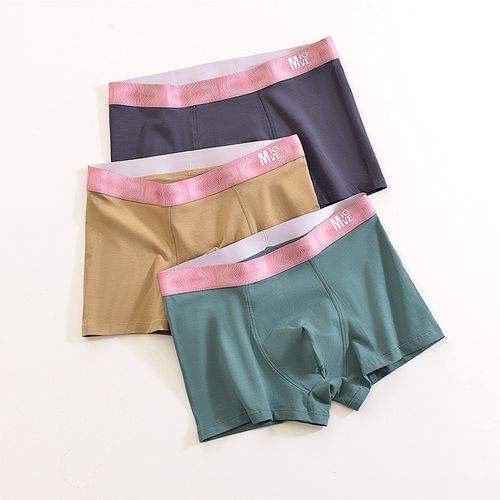 男士内裤纯棉平角裤个性青年中腰潮流四角裤舒适简约短裤裤衩