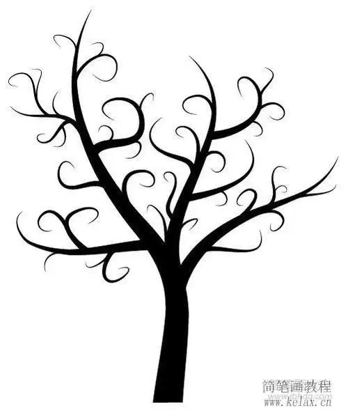 冬天阳光风景树简笔画