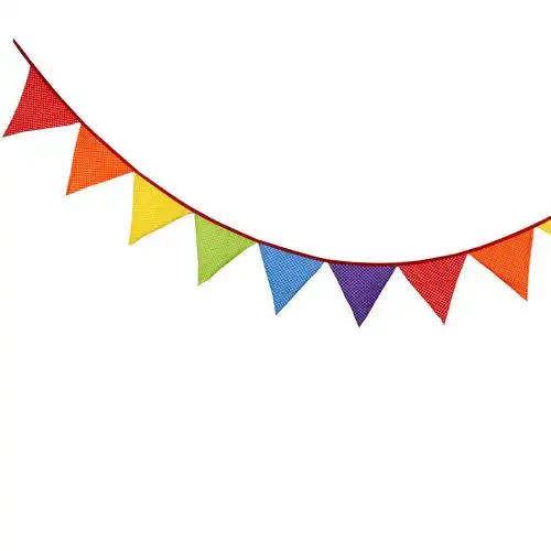 新品 家居装饰三角旗 多色小波点 棉布印花生日拉花 户外婚礼装饰