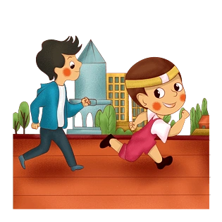 外出游玩跑步插画手绘