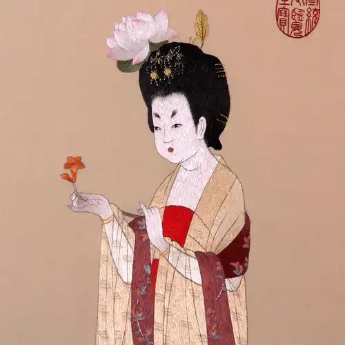 【直供】国家级工艺美术大师 王素花 簪花仕女图